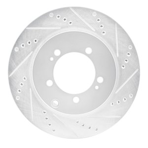 Mitsubishi Lancer Brake Rotor (1) - Rear Right - R1 Concepts - Drilled & Slotted - Silver - `03-`06